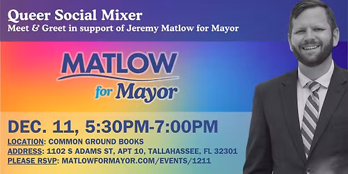 Queer Social Mixer: Meet & Greet for Jeremy Matlow for Mayor