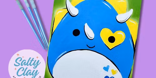 "Triceratops Squish-mellow ", April 17th, Kids Canvas Painting! 