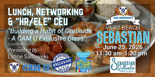 CAM U VERO BEACH Free Lunch and CEU at Sebastian Saltwater