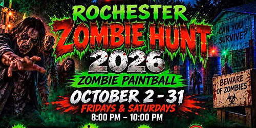 Rochester Zombie Hunt 2026 \u2013 Zombie Paintball Halloween Adventure