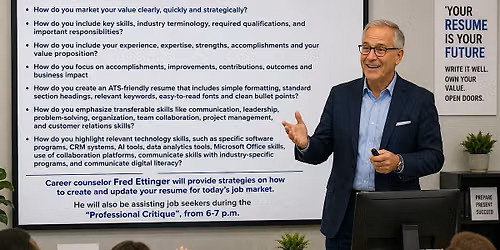 Free In Person\/Zoom Event: "Professional Critique" & "Resume"
