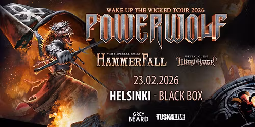 TuskaLive: Powerwolf, 23.2.2026, Black Box (J\u00e4\u00e4halli), Helsinki