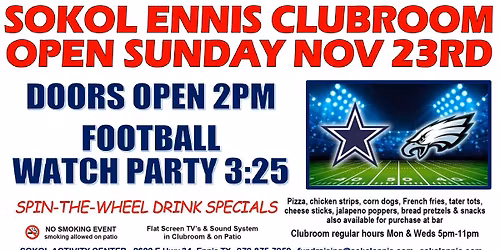 Football Watch Party \/ Cowboys vs Eagles