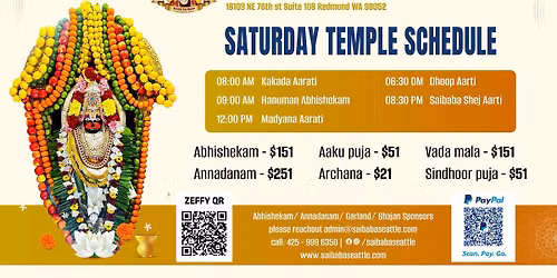 Saturday Temple Schedule