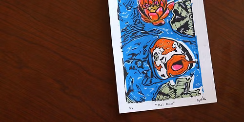 Koi Fish Reduction Print: Linocut Workshop at the Botanical Gardens