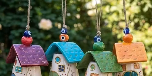 Wild Card Wednesday: Pottery-Mini House Dangles