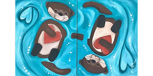 Cute Otters Floating With Hearts - Paint and Sip in San Antonio | Classpop!\u2122