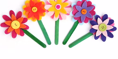 Let\u2019s Craft! Felt Flower Bookmarks in Little Red Schoolhouse (Sensory Friendly)
