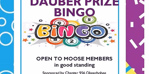 WOTM Prize Bingo w\/free lunch with purchase of Bingo packet. Join us Lunch and prizes. WOOHOO Fun