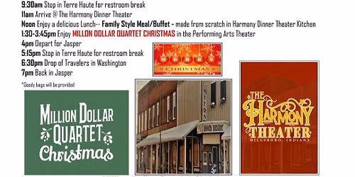 Jasper Indiana Travelers New Harmony Dinner Theater musical "Million Dollar Quartet Christmas"