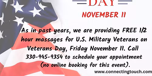 Veterans Day---Free massages for U.S. Military Veterans