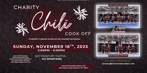 Charity Chili Cook Off for Auburn Pop Warner @ Britches' Dance Bar - Auburn, NY