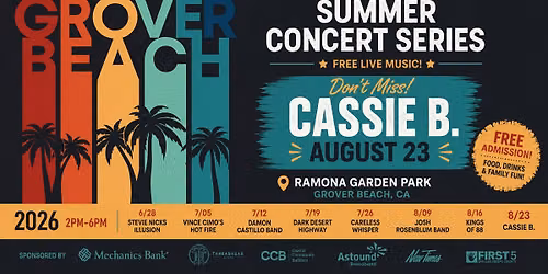 Cassie B LIVE at the Grover Beach Summer Concert Series | August 23, 2026 | Grover Beach, CA