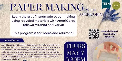 Adult\/Teen Program: Paper Making with AmeriCorps