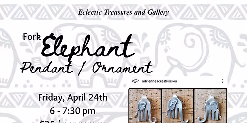 Fork Elephant Pendant \/ Ornament (pre-registration is required)