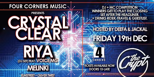 Four Corners Music & The Crypt present: CRYSTAL CLEAR & RIYA
