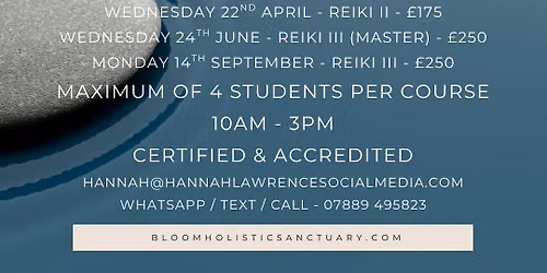 Reiki (III) Master Day Course at Foundry Barn in Earls Colne, Essex
