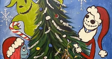 Nightmare 'round the Tree - NEW Spooky Holiday Painting