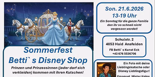 Sommerfest mit Prinzessinnen und ihren tollen Kutschen in Betti`s Disney Shop