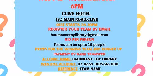 Haumoana Toy Library Quiz Night