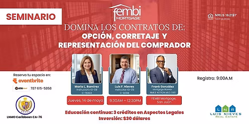 DOMINA LOS CONTRATOS DE OPCION, CORRETAJE Y DE REPRESENTACION DEL COMPRADOR