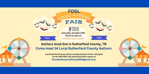 Friends of Smyrna Library 2026 Local Author Fair