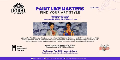 Paint Like Masters - Find your Art Style Art Class with MIFA (+16 only)