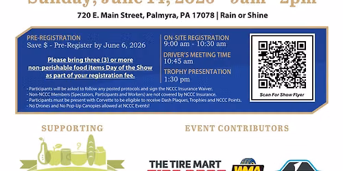 Central PA Corvette Club - 40th Annual Charity Corvette Show (Benefits The Caring Cupboard)