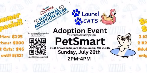 Adoption Event at PetSmart in Columbia, Sunday July 26th, 2PM-4PM