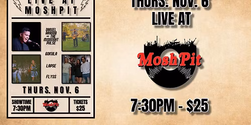 Daniel Aranda & The Midnight Pulse + Gokula + Lapse + Flyss