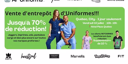 Vente d'entrep\u00f4t d'Uniformes Jusqu'\u00e0 70% de r\u00e9duction! (Quebec City, QC)