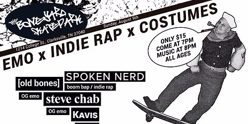 Cosplay Contest & Live Music (Emo Rock & Indie Rap) @ The Boneyard Skatepark