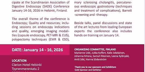 Welcome to the 42nd SADE course in advanced endoscopy for Physicians and endoscopy Assistants.