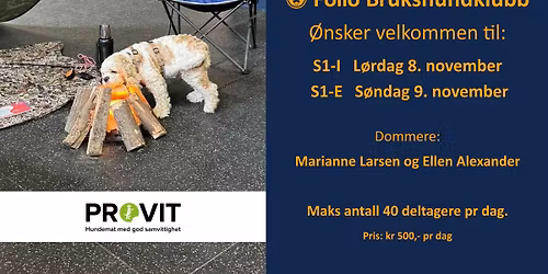 Follo Brukshundklubb arrangerer S1-I og S1-E konkurranse 8 og 9 november