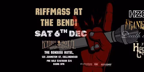 RIFFMASS AT THE BENDI w\/HZED, Frankenbok, Death of Art, The Hidden Charms 