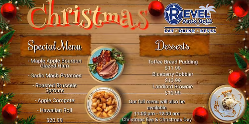 Christmas Day Dinner - Dine In at The Revel Patio Grill
