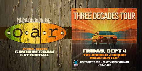 O.A.R. Three Decades Tour with Gavin DeGraw and KT Tunstall