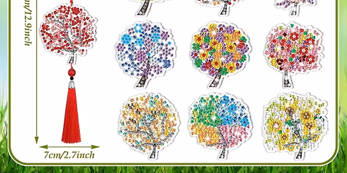 Diamond Art Keychains Cross and Tree of Life