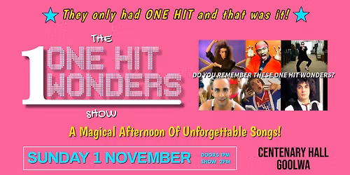 The ONE HIT WONDERS Show returns to Goolwa!