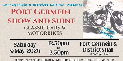 Port Germein Show \u2018n Shine Saturday 9 May 2026