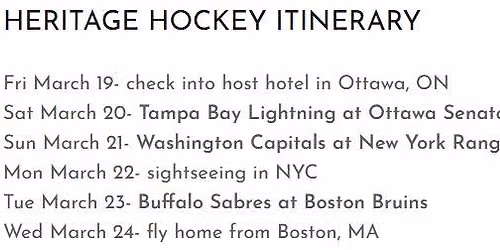 Heritage Hockey Tour 2027