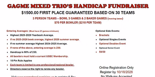 Mixed Trio's Handicap Fundraiser