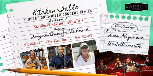 Kitchen Table Songwriter Series Season 2 - Kicking off Nov 29