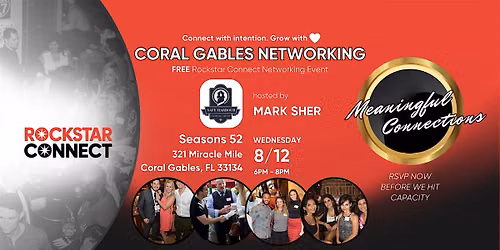Free Coral Gables Rockstar Connect Networking Event (August, near Miami)
