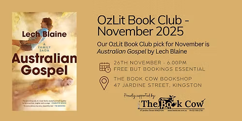 November OzLit Book Club - Australian Gospel by Lech Blaine
