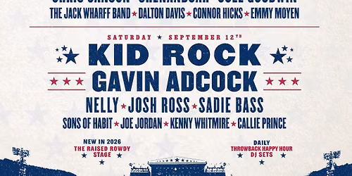 Rock The Country: Kid Rock  Hank Williams Jr. & Gavin Adcock - 2 Day Pass