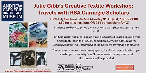 Creative Textile Workshop: Travels with the RSA Carnegie Scholars