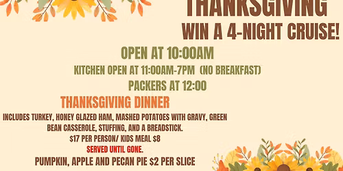 Thanksgiving! Win a 4 Night Cruise for 2!!