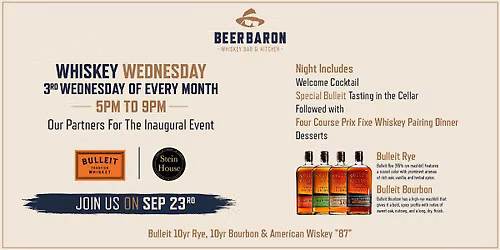 Whiskey Wednesday - Four Course Prix Fixe Whiskey Pairing Dinner