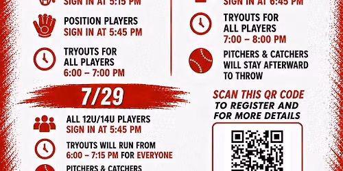 12U Tryouts \ud83e\udd4e - Pitchers\/Catchers